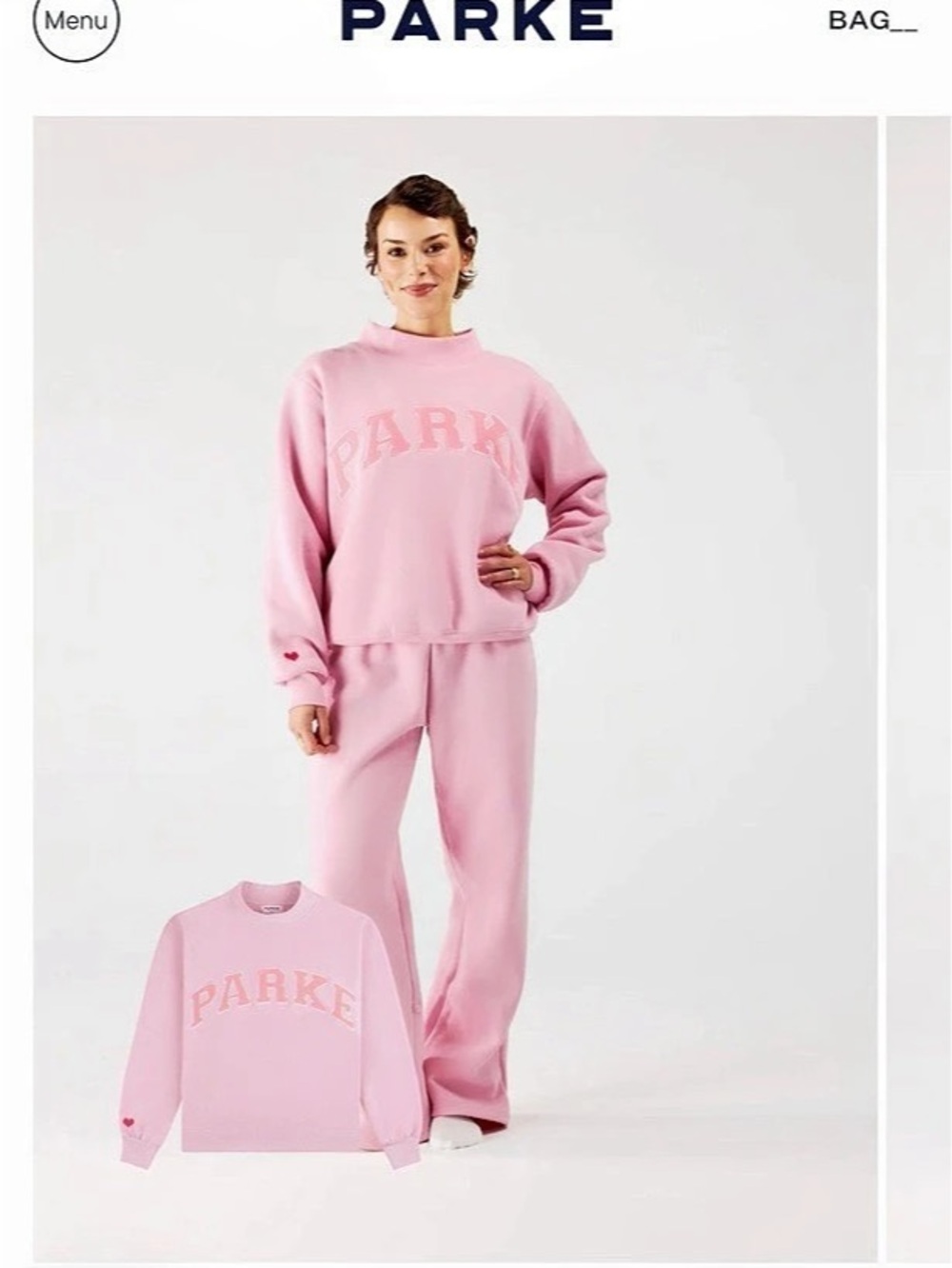 PARKE Fleece Varsity Mockneck Pink Small NWT